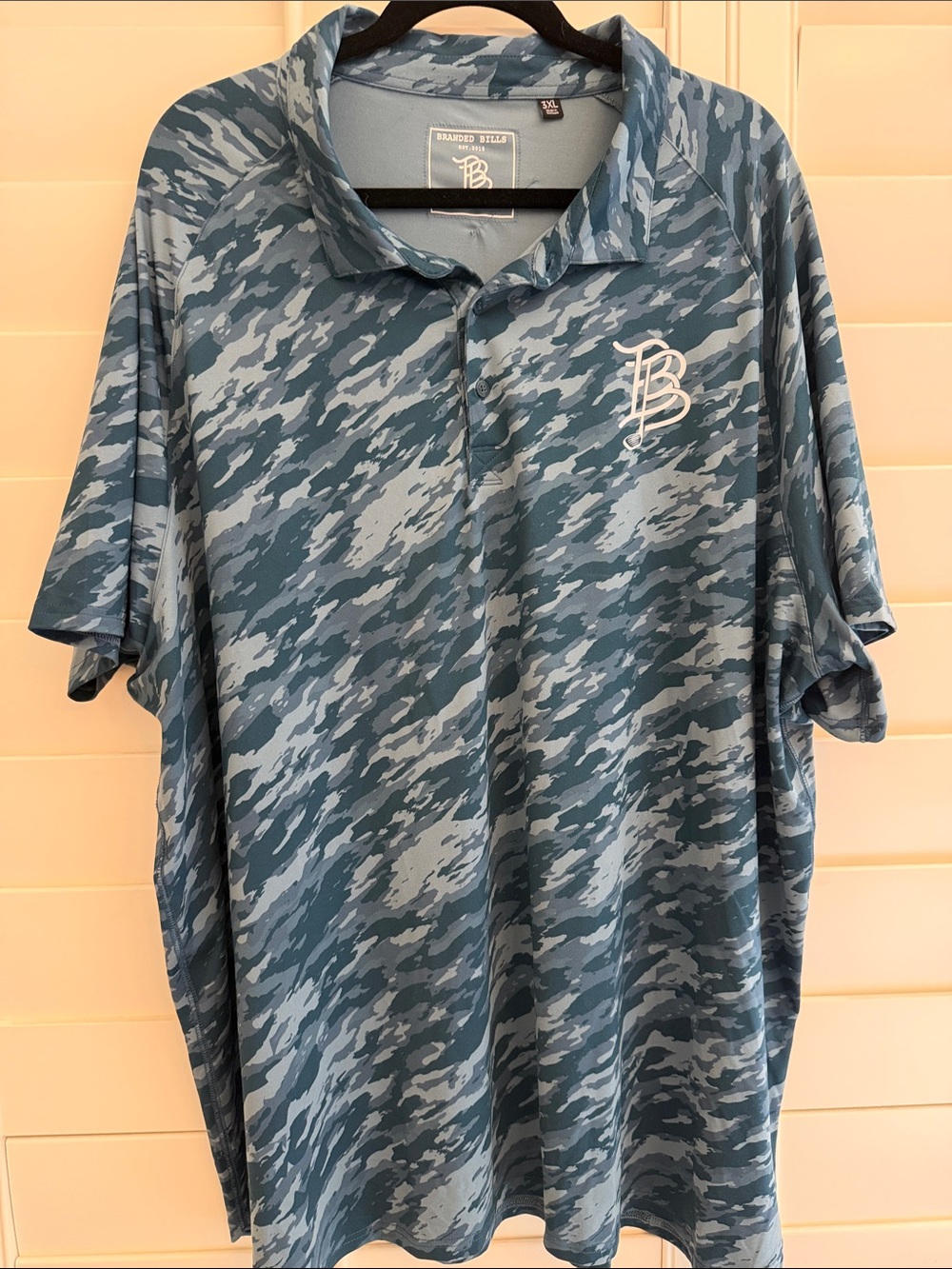 Branded Blue Camo Polo Shirt with Subtle Logo